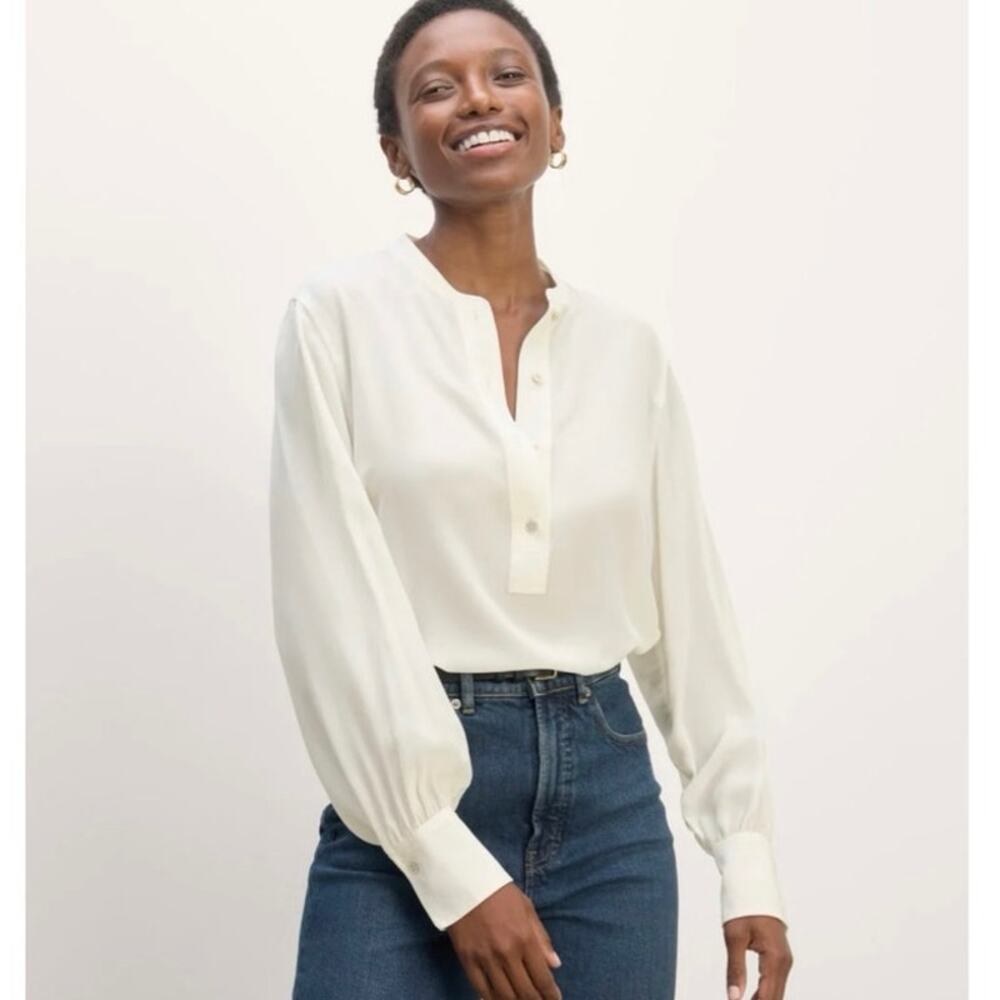 Everlane THE HENLEY SHIRT IN WASHABLE SILK Size 2 *flaw